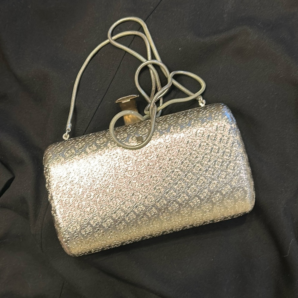 Vintage made in Italy for Bloomingdale’s silver metal clutch
